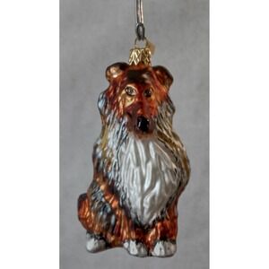 Polish Glass Ornament Collie Hand Painted in Poland Radko Inspired